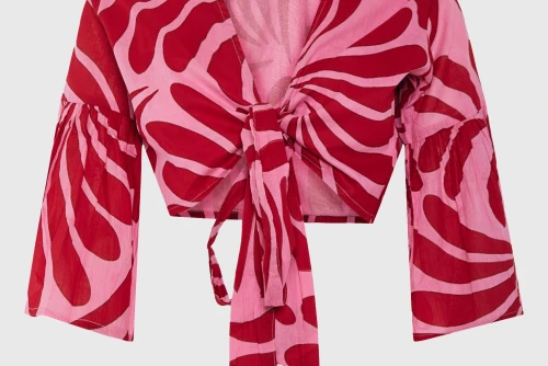 Funky Buddha Wrap Crop Top Κοντομάνικο Γυναικείο (FBL013-119-17-CASHMERE-ROSE)