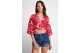 Funky Buddha Wrap Γυναικείο Κοντομάνικο Crop Top Ροζ, Κόκκινο