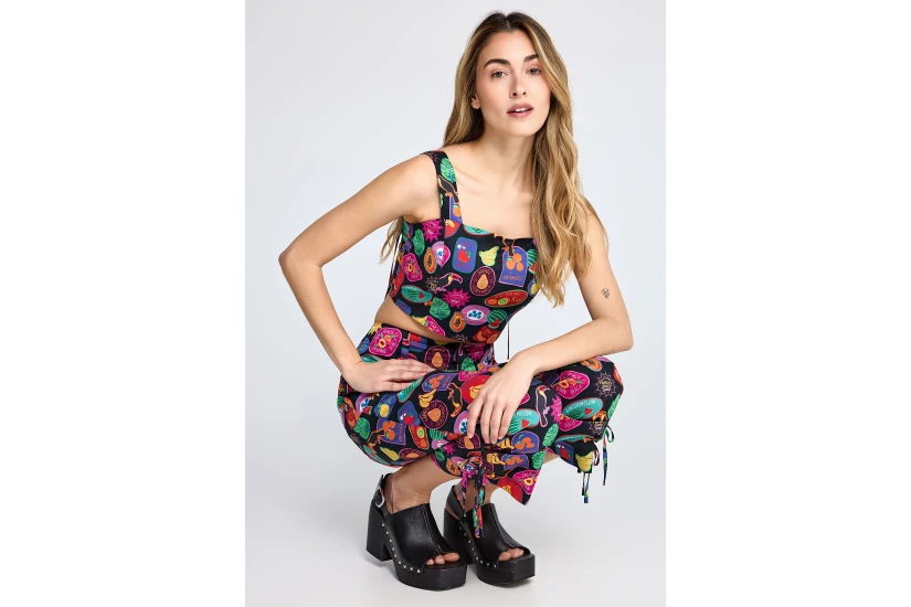 Funky Buddha Γυναικείο Παντελόνι Chino Πολύχρωμο