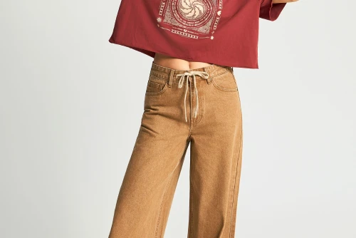 Funky Buddha Graphic Print T-Shirt Γυναικείο (FBL013-120-04-HENNA-BROWN)