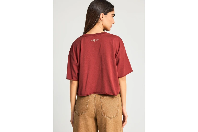 Funky Buddha Loose Fit With Graphic Print Γυναικείο Κοντομάνικο T-Shirt Κεραμιδί