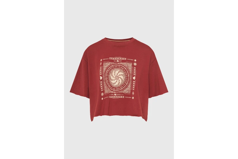 Funky Buddha Loose Fit With Graphic Print Γυναικείο Κοντομάνικο T-Shirt Κεραμιδί