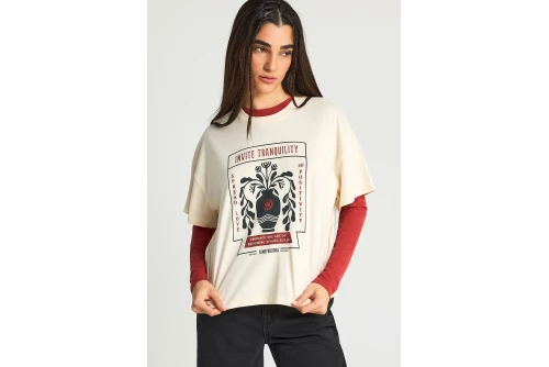 Funky Buddha Graphic Print T-Shirt Γυναικείο (FBL013-121-04-CHALK)