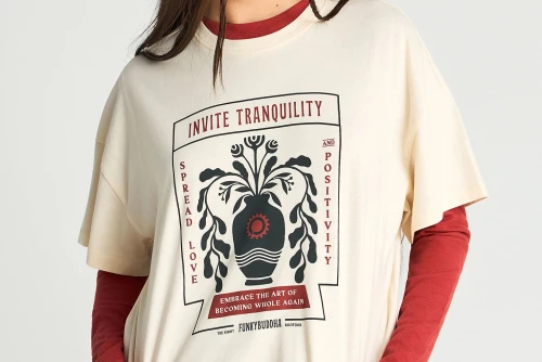 Funky Buddha Graphic Print T-Shirt Γυναικείο (FBL013-121-04-CHALK)