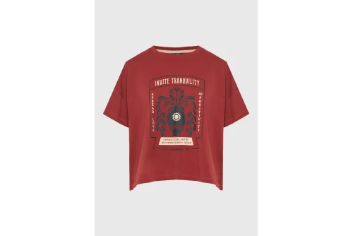 Funky Buddha Graphic Print T-Shirt Γυναικείο (FBL013-121-04-HENNA-BROWN)