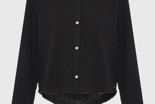 Funky Buddha Cotton Πουκάμισο Μακρυμάνικο Γυναικείο (FBL013-121-05-BLACK)