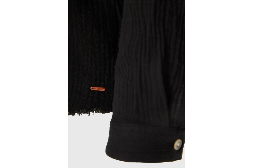 Funky Buddha Cotton Γυναικείο Μακρυμάνικο Πουκάμισο Μαύρο