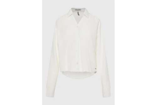 Funky Buddha Cotton Πουκάμισο Μακρυμάνικο Γυναικείο (FBL013-121-05-OFF-WHITE)