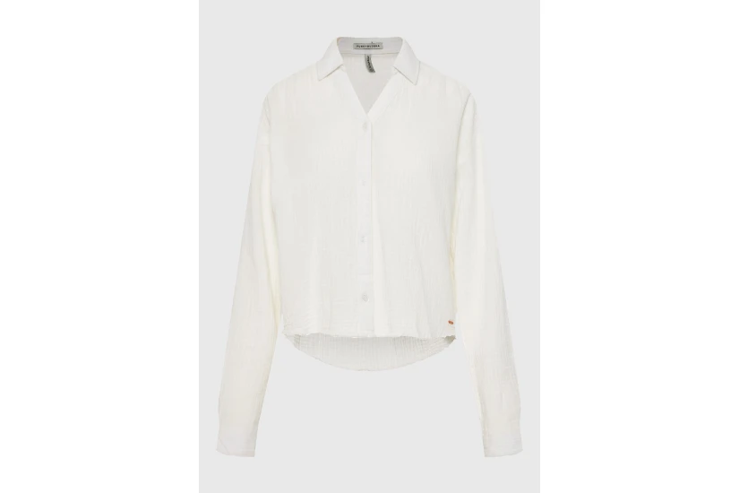 Funky Buddha Cotton Γυναικείο Μακρυμάνικο Πουκάμισο Λευκό