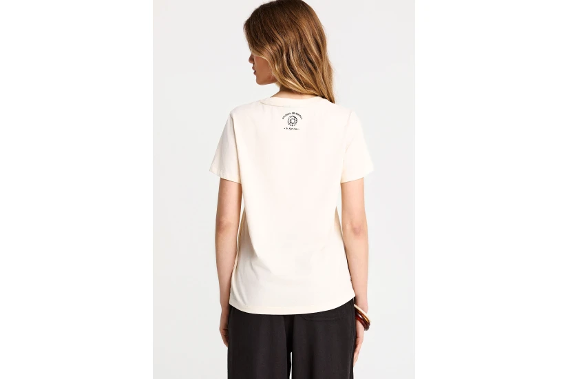 Funky Buddha Graphic Print Γυναικείο Κοντομάνικο T-Shirt Εκρού