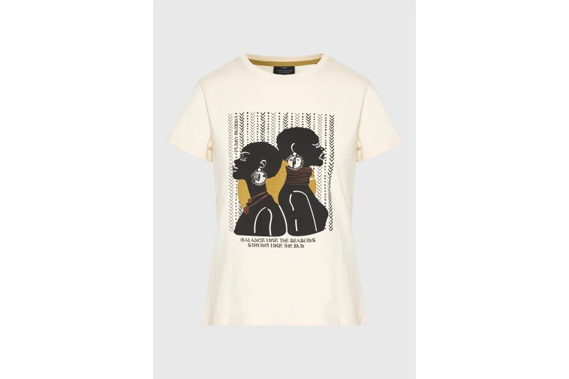Funky Buddha Graphic Print Γυναικείο Κοντομάνικο T-Shirt Εκρού