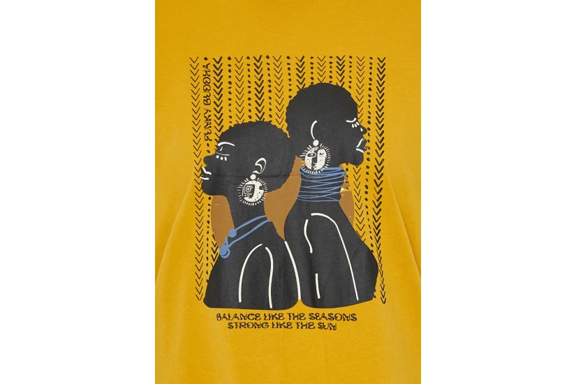 Funky Buddha Graphic Print Γυναικείο Κοντομάνικο T-Shirt Μουσταρδί