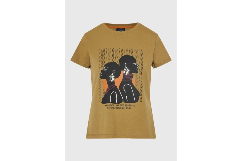 Funky Buddha Graphic Print Γυναικείο Κοντομάνικο T-Shirt Λαδί