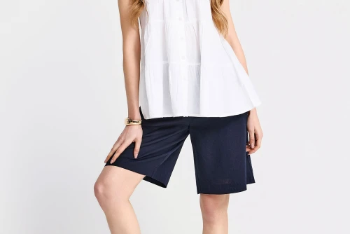 Funky Buddha Ruffles Πουκάμισο Αμάνικο Γυναικείο (FBL013-122-05-WHITE)