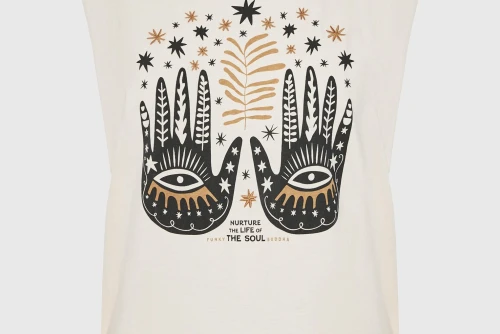 Funky Buddha Graphic Print Μπλούζα Αμάνικη Γυναικεία (FBL013-123-04-CHALK)