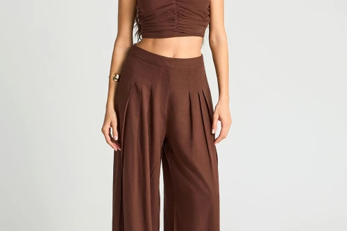 Funky Buddha Fitted Crop Top Αμάνικο Γυναικείο (FBL013-123-17-COCONUT-SHELL)