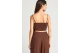 Funky Buddha Γυναικείο Αμάνικο Crop Top Καφέ