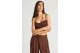 Funky Buddha Γυναικείο Αμάνικο Crop Top Καφέ