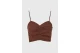 Funky Buddha Γυναικείο Αμάνικο Crop Top Καφέ