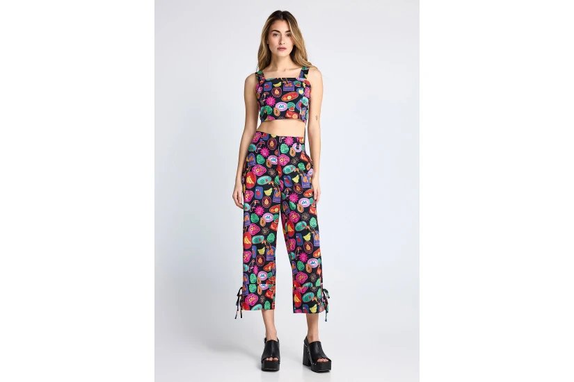 Funky Buddha Γυναικείο Αμάνικο Crop Top Πολύχρωμο