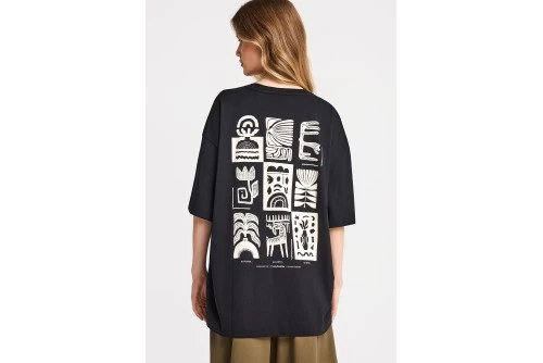 Funky Buddha Relaxed Fit With Print T-Shirt Γυναικείο (FBL013-126-04-BLACK)