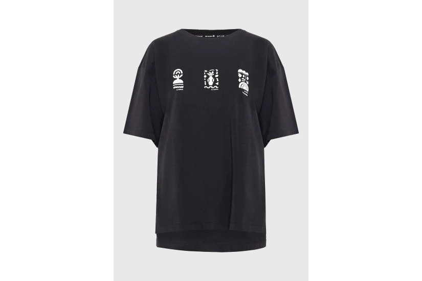 Funky Buddha Γυναικείο Κοντομάνικο T-Shirt Μαύρο