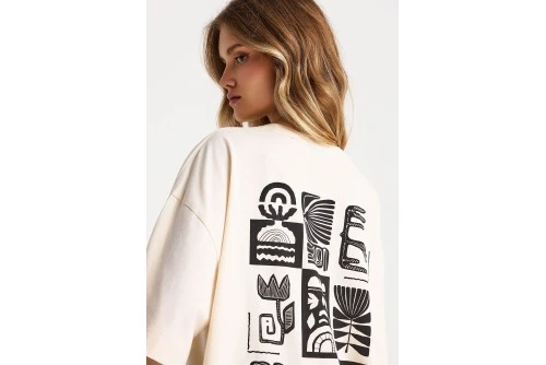 Funky Buddha Print T-Shirt Γυναικείο (FBL013-126-04-CHALK)
