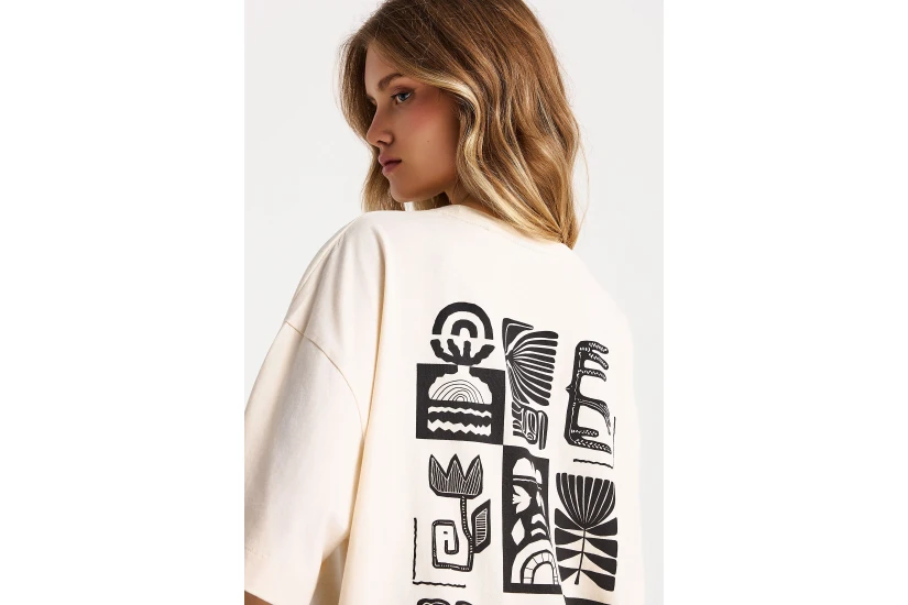 Funky Buddha Γυναικείο Κοντομάνικο T-Shirt Εκρού