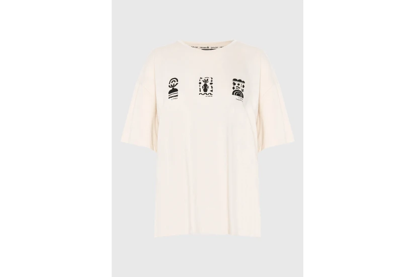 Funky Buddha Γυναικείο Κοντομάνικο T-Shirt Εκρού