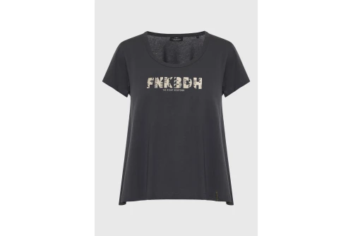 Funky Buddha Organic Cotton Printed T-Shirt Γυναικείο (FBL013-128-04-ANTHRACITE)