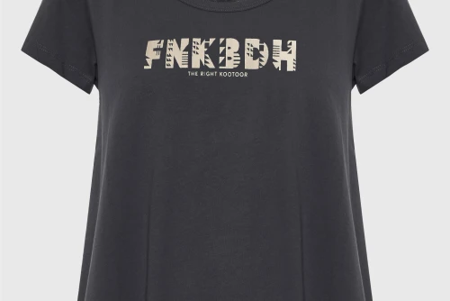 Funky Buddha Organic Cotton Printed T-Shirt Γυναικείο (FBL013-128-04-ANTHRACITE)