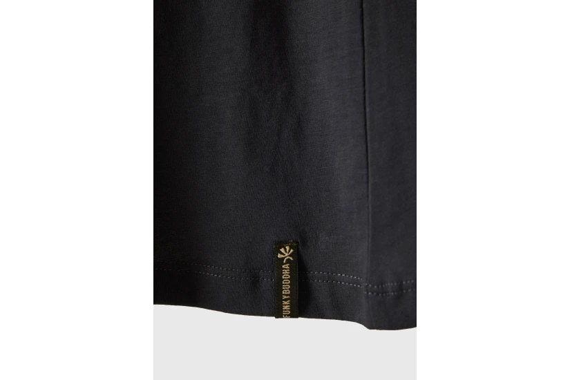Funky Buddha Organic Cotton Printed Γυναικείο Κοντομάνικο T-Shirt Ανθρακί
