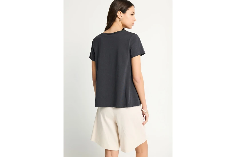 Funky Buddha Organic Cotton Printed Γυναικείο Κοντομάνικο T-Shirt Ανθρακί