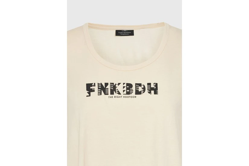 Funky Buddha Organic Cotton Printed Γυναικείο Κοντομάνικο T-Shirt Εκρού