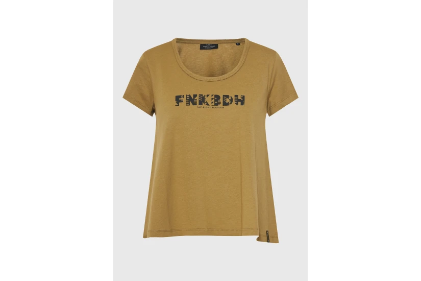 Funky Buddha Organic Cotton Printed Γυναικείο Κοντομάνικο T-Shirt Λαδί
