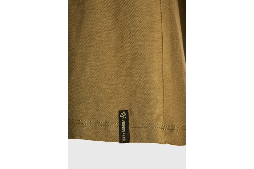 Funky Buddha Organic Cotton Printed Γυναικείο Κοντομάνικο T-Shirt Λαδί
