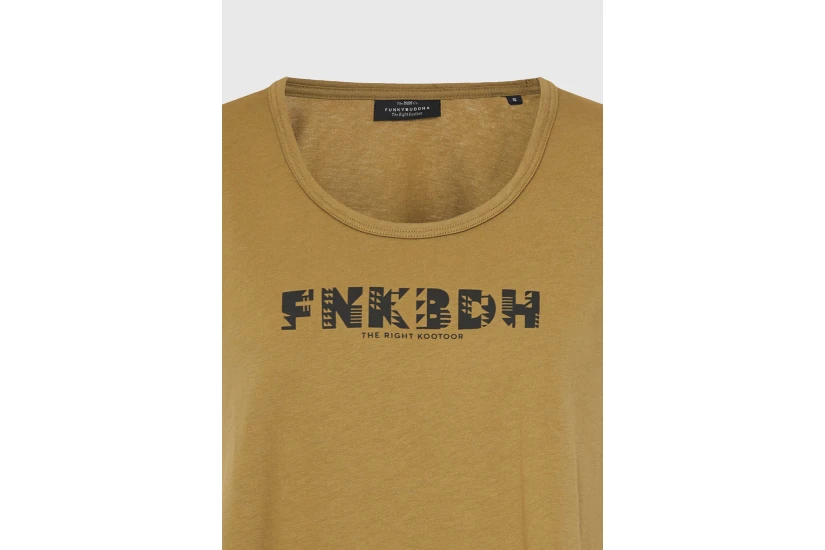 Funky Buddha Organic Cotton Printed Γυναικείο Κοντομάνικο T-Shirt Λαδί