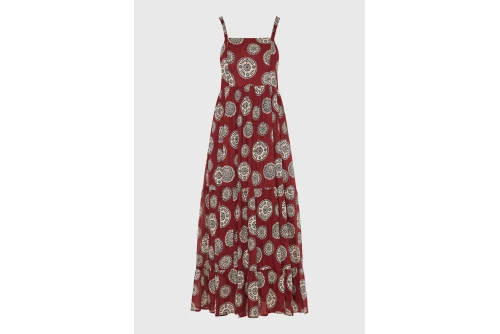Funky Buddha Printed Cotton Φόρεμα Maxi Γυναικείο (FBL013-128-13-HENNA-BROWN)