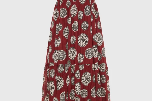 Funky Buddha Printed Cotton Φόρεμα Maxi Γυναικείο (FBL013-128-13-HENNA-BROWN)