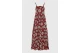 Funky Buddha Printed Cotton Γυναικείο Φόρεμα Maxi Μπορντό, Εκρού, Μαύρο