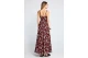 Funky Buddha Printed Cotton Γυναικείο Φόρεμα Maxi Μπορντό, Εκρού, Μαύρο