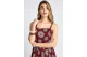 Funky Buddha Printed Cotton Γυναικείο Φόρεμα Maxi Μπορντό, Εκρού, Μαύρο