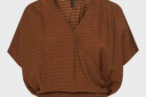 Funky Buddha Top Κοντομάνικο Γυναικείο (FBL013-128-17-TOBACCO-BROWN)