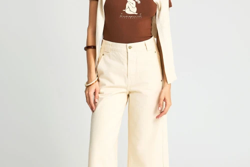Funky Buddha Graphic Print T-Shirt Γυναικείο (FBL013-129-04-COCONUT-SHELL)