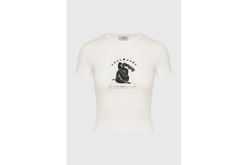 Funky Buddha Graphic Print T-Shirt Γυναικείο (FBL013-129-04-OFF-WHITE)