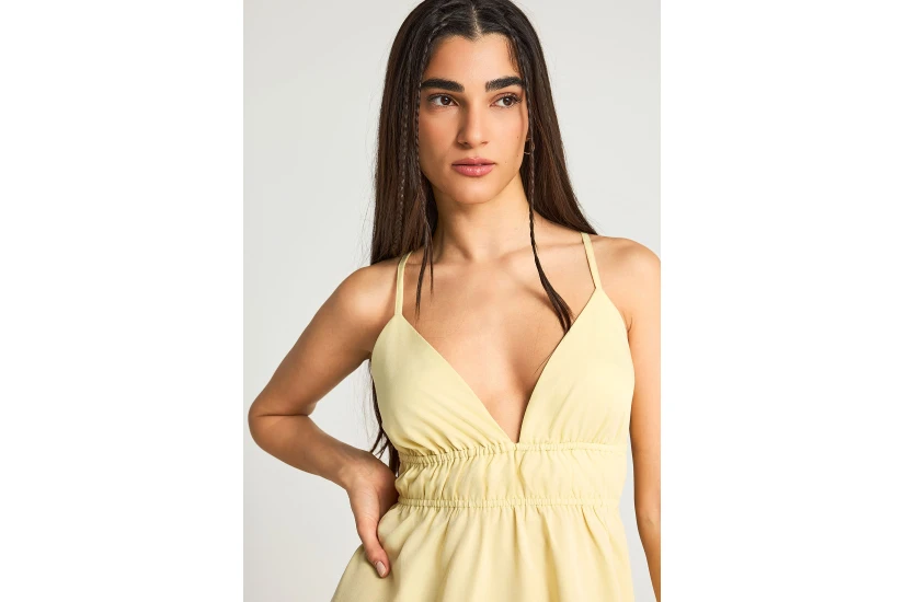 Funky Buddha Γυναικείο Φόρεμα Maxi Κίτρινο