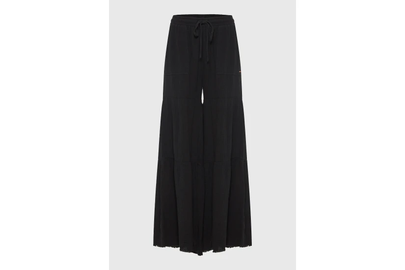 Funky Buddha Wide Leg Γυναικεία Παντελόνα Μαύρη