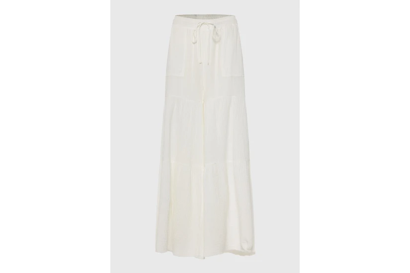 Funky Buddha Wide Leg Γυναικεία Παντελόνα Λευκή