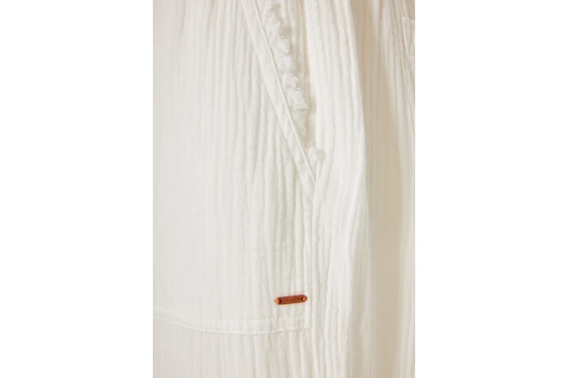 Funky Buddha Wide Leg Γυναικεία Παντελόνα Λευκή
