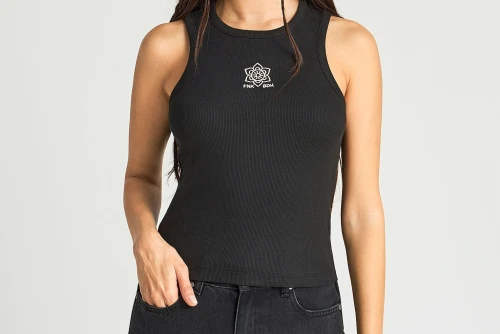 Funky Buddha Embroidered Artwork Μπλούζα Αμάνικη Γυναικεία (FBL013-130-04-BLACK)